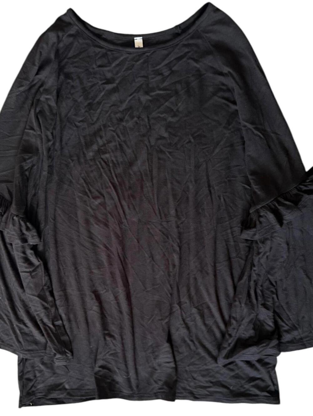 Acting Pro Black Ruffle Bell Sleeve Top XL Soft Stretchy Knit